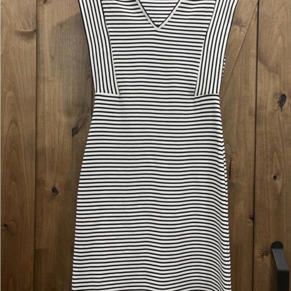 Derek Lam Black and White Striped Midi Dress